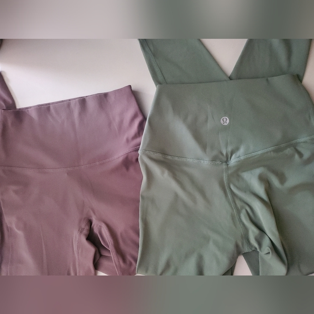 Bundle 2 Lululemon Leggings Green Purple Front Seam Free